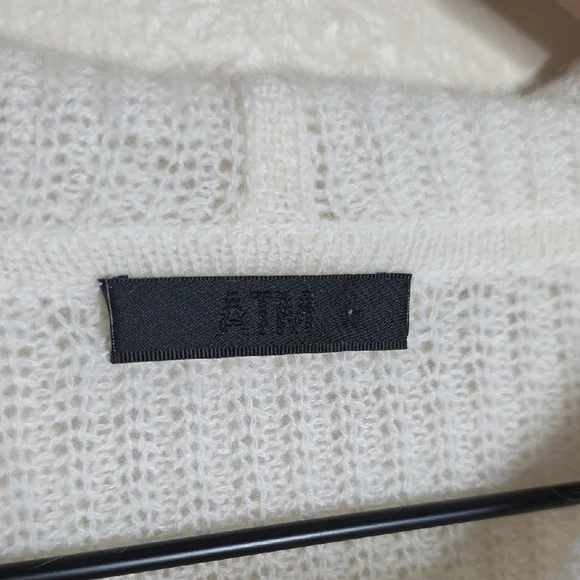 ATM Anthony Thomas Melillo 100% Cashmere Colorblock Hoodie Chalk Black XS - Picture 5 of 11